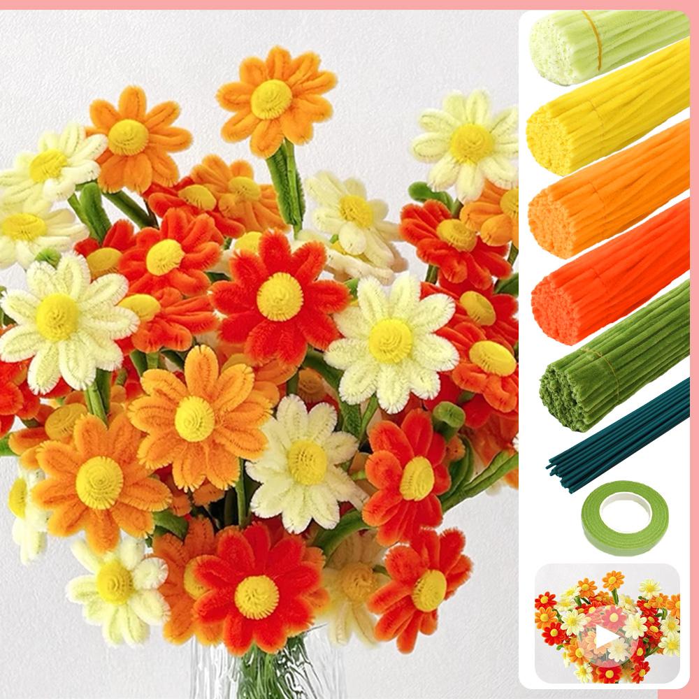 271/321pcs DIY Daisy Flower Craft Kit - Pipe Cleaner Crafting Supplies for Adults, Chenille Stems Perfect for Wedding Bouquets