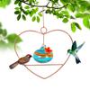 Heart-Shaped Hummingbird Feeder Hanging Water Feeder with Perch Colorful Glass Bottle Wire Frame Hummingbird Feeder for Porch Yard Garden Outdoor