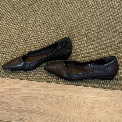 Cowhide Version~ Minimalist Style Small Slope Heel Pointed Head Shallow Mouth Single Shoes Women's 2025 New Spring and Autumn Commuting Flat Wom