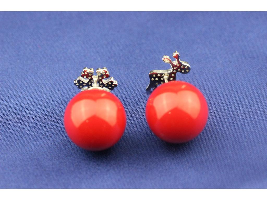 Korean Snowflake Antler Pearl Stud Earrings - Christmas Elk Red Pearl Jewelry Gift