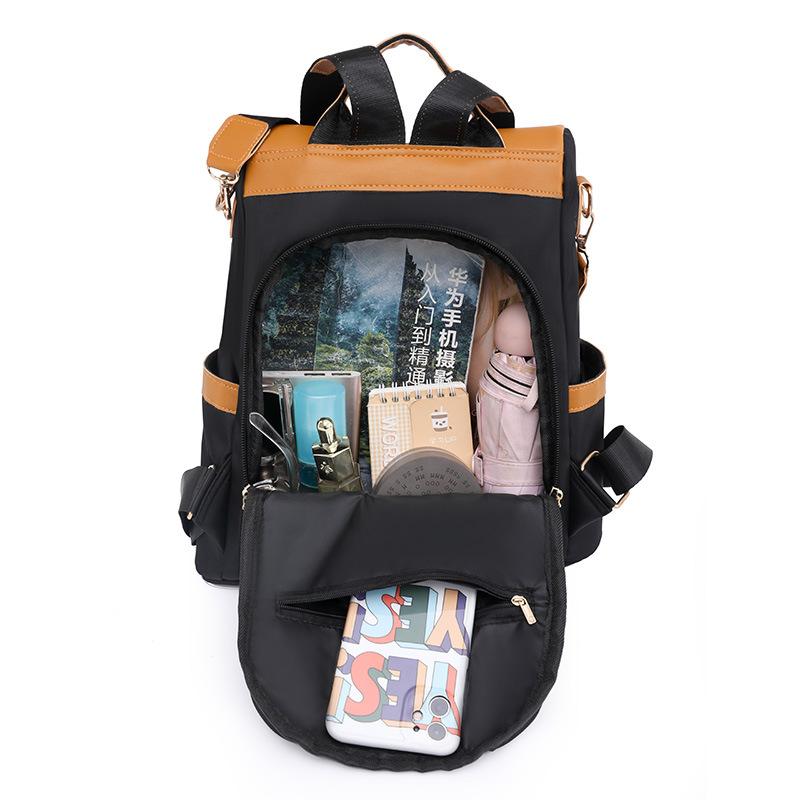 Women's backpack new simple and fashionable large-capacity contrasting color splicing casual backpack college bag