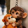 1/2Pcs Crochet Punch Monkey Printed Keychain 3D Charm Functional Keychain Bag Keys Desk Decoration Monkey-themed Accessory