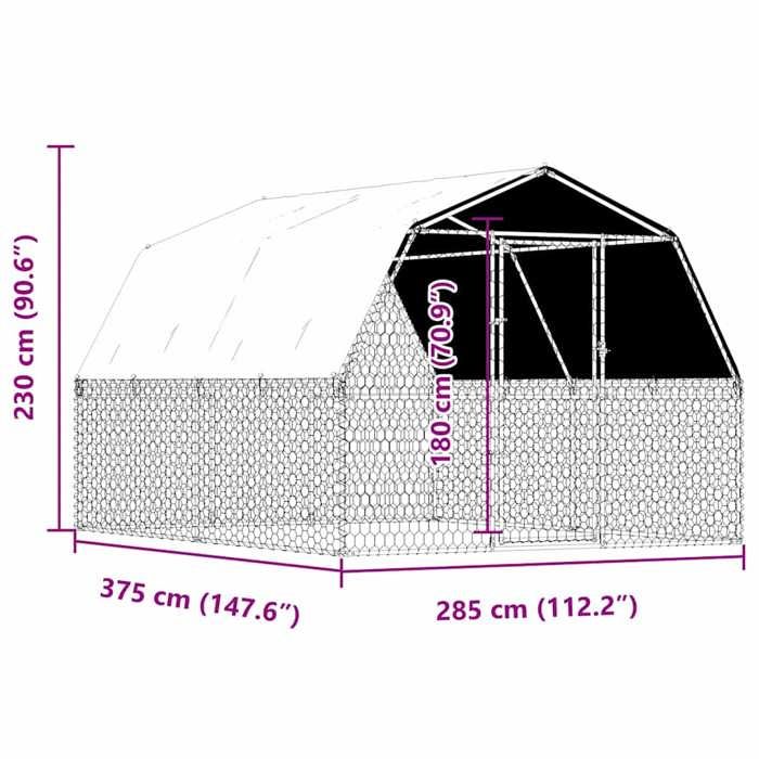 VidaXL Dog Cage with Roof and Door, Dog Playpen, Animal Enclosure, Outdoor Patio Kennel, Silver Steel 3294909