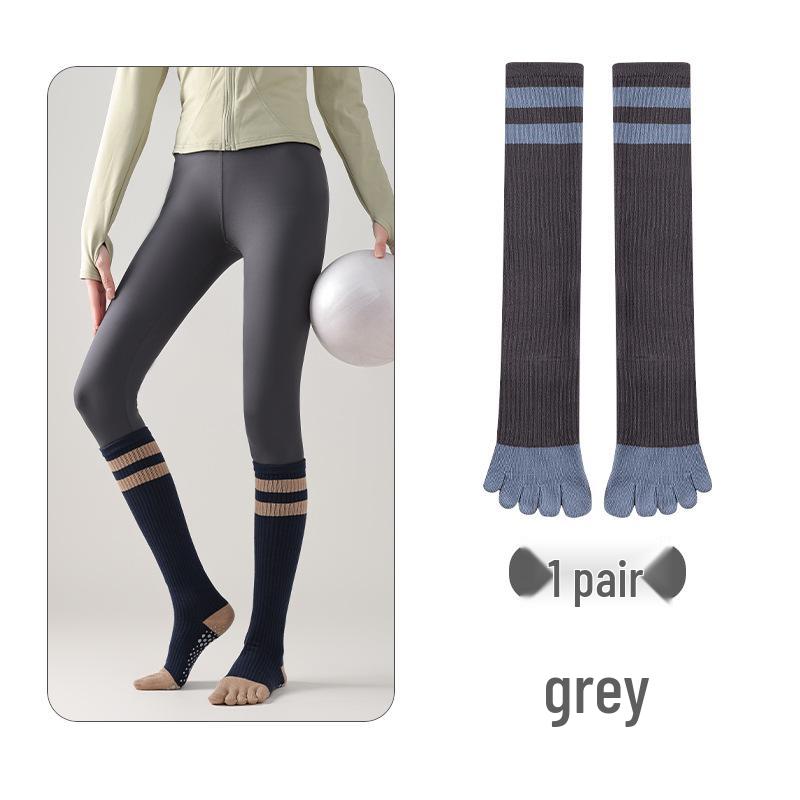 

Women s Korean Style Color-Block Five-Toe Yoga Calf Socks One Size серый