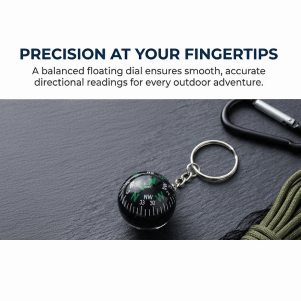 6 Pcs 28mm Liquid Filled Compass Black Ball Compass Keychain  Camping Equipment
