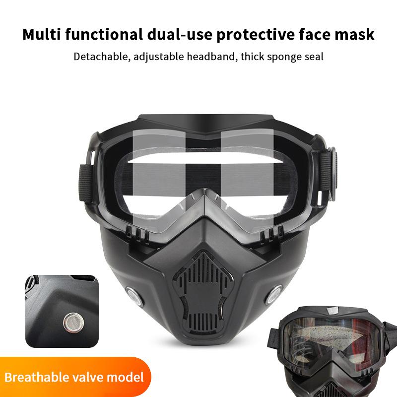 1 Piece Adjustable Motorcycle Goggles Dustproof Moto Glasses Breathable Full Face Protective Motorbike Dirt Bike Off-Road Mask