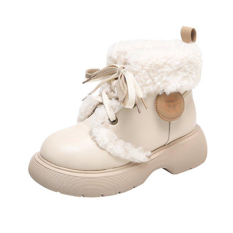 2025 new white Russian snow boots women's winter velvet thickened fur integrated Northeast cotton shoes