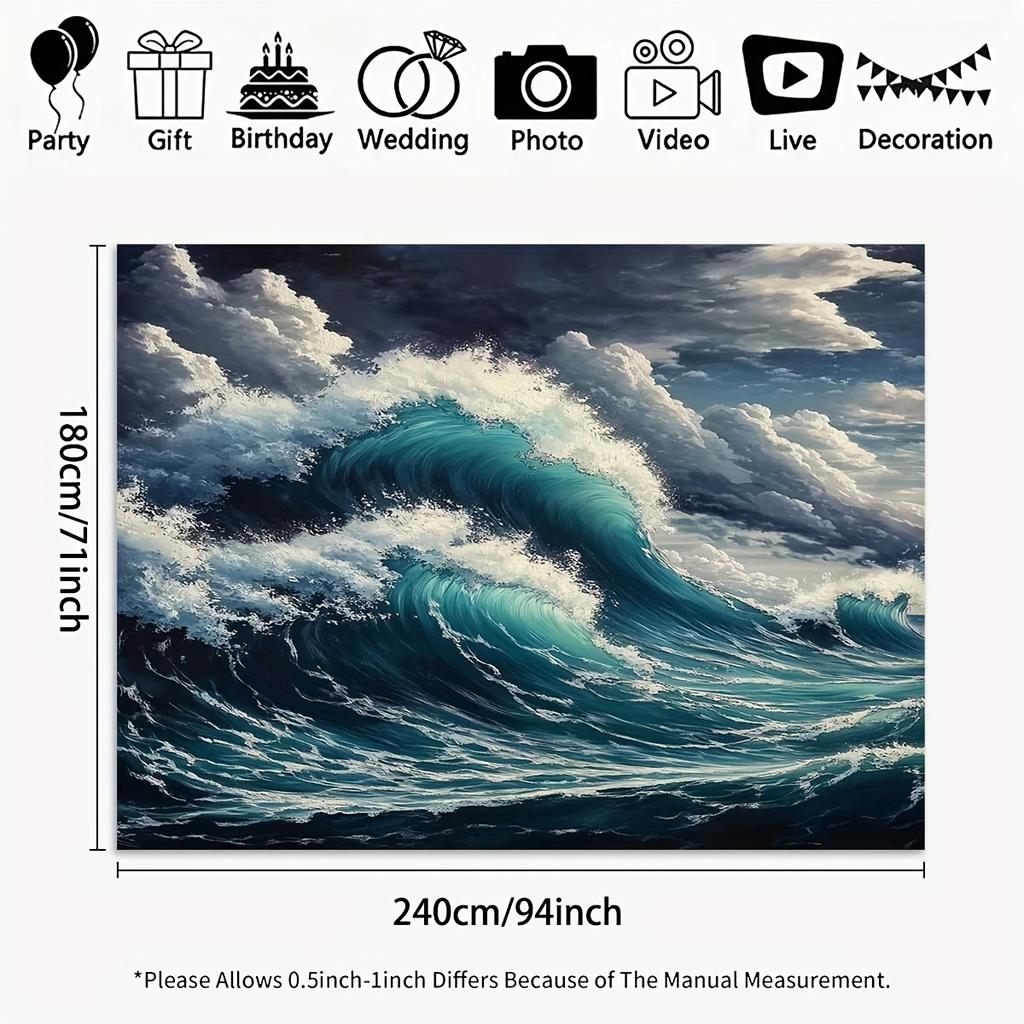 One piece set of 2D flat background fabric - wave landscape pattern, one piece set of photography background banner