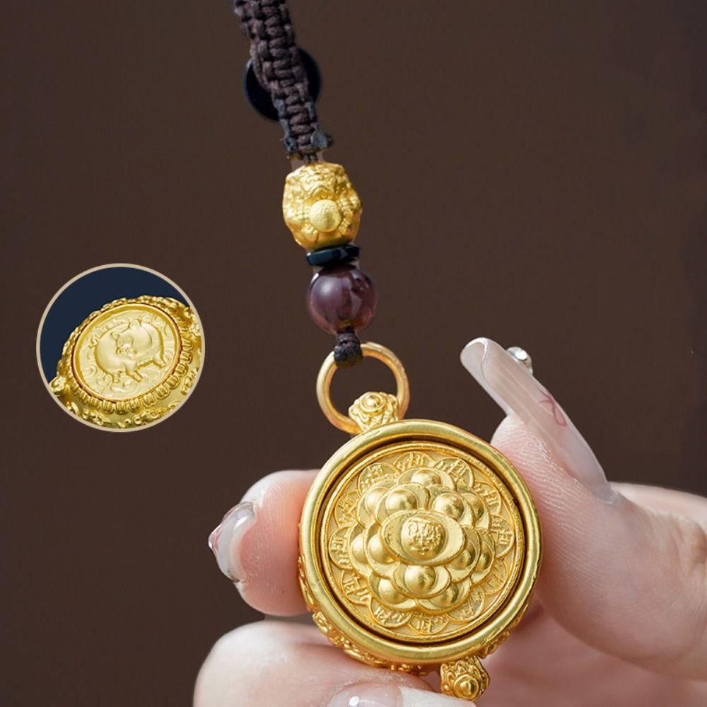Brass Chinese Style Lucky Pendant Copper Car Key Ring Auspicious Zodiac Cornucopia Key Chain Men