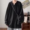 Spring Autumn Streetwear T-shirt for Men Hip Hop Baggy Tops Casual Solid Color Male Loose Long Sleeve Tees