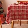 Christmas Snow Globe Tablecloth Checkered Print Coffee Table Dining Desk Dressing Cover Holiday Decor