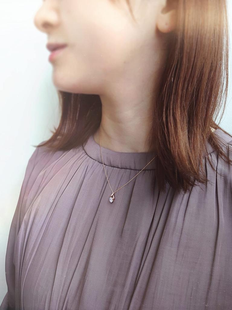 Wisp K10 pink gold necklace blue moonstone diamond [WISP] (DPCWP21599)