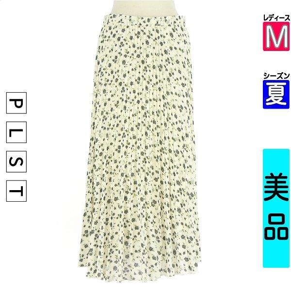 PLST Long Skirt Maxi Skirt Women s Summer Yellow Green/Light Green M Small Floral Pleated Long Skirt [Used] [Secondhand Clothes] [Significantly