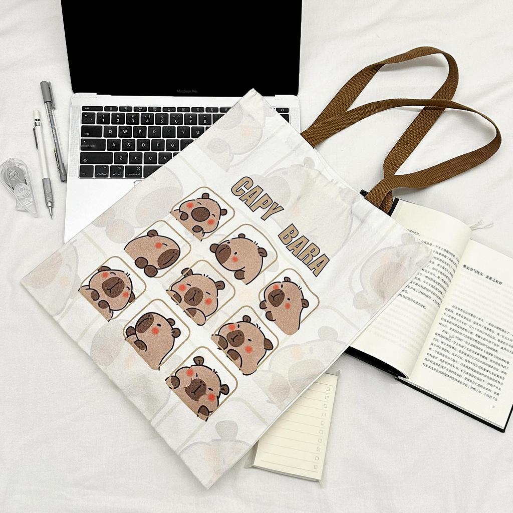Capybara Cute Canvas Bag - Large Capacity School and Student Tote