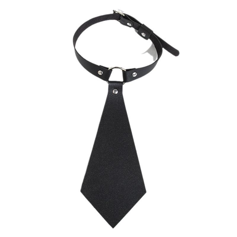 New Stylish and Personalized PU Leather Bondage Collar Tie-style Ring Collar Punk Formal Tie