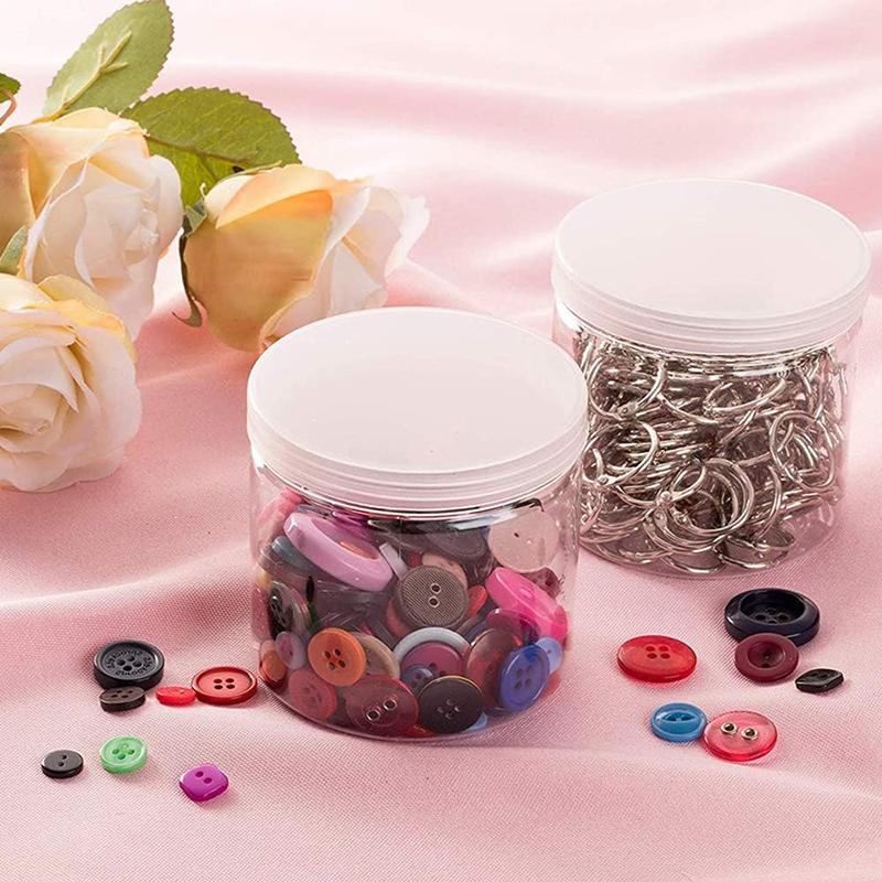 WTEMPO Clear Plastic Empty Jars with Lids Transparent Small Items Wide-Mouth Refillable Storage Containers Festive Party Decor Storage Jars