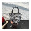 Fashion Trend Leopard Personality Texture Simple Style Crossbody Shoulder Handbag Bucket Bag Female