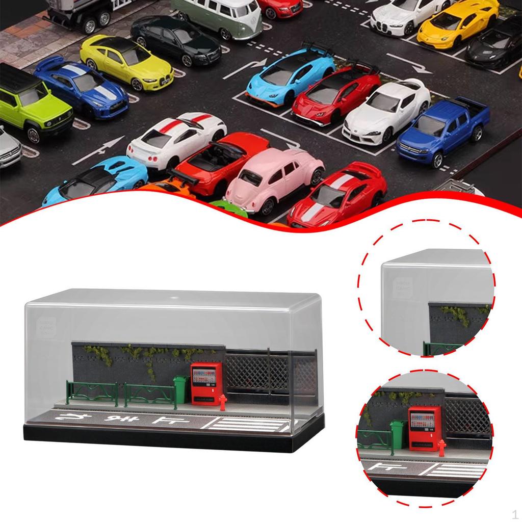 1/64 Die-cast Model Car Display Case, Diorama Layout for Sports Cars, Desktop Toy Street