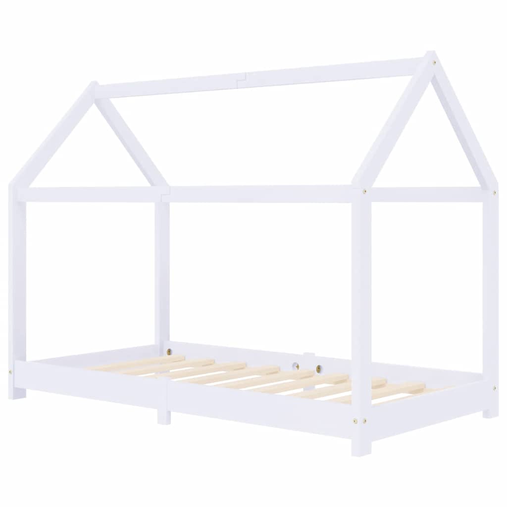 Kids  Bed Frame White Solid Pine Wood 80 x 160 cm