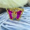 New Glass Color Opening Adjustable Ring Men 'S Jewelry Women 'S Gift Exquisite Jewelry Glittering Jewelry Electroplating Colo