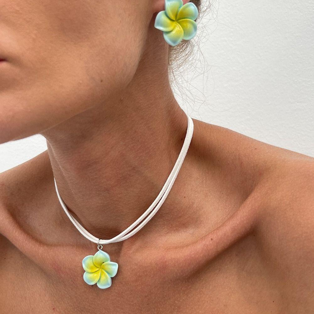Bohemia Flower Necklaces Earrings Egg Flower Bohemia Style Jewelry  Party