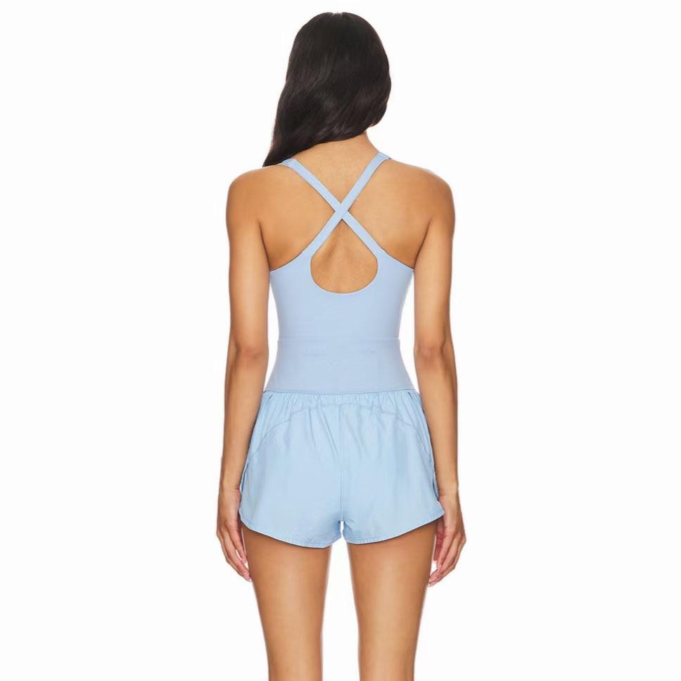 Women's Cross-Border Sports Jumpsuit: Cutout Back Camisole with Yoga Shorts for Comfortable Fitness