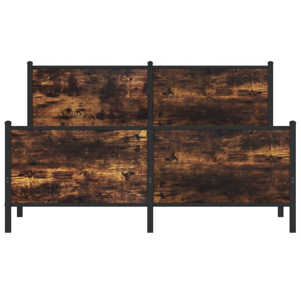 Vidaxl Metalowa Rama Łóżka, Bez Materaca, Przydymiony Dąb, 140X190 Cm