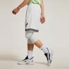 Li Ning CBA Series Professional Basketball Striped Logo Mid-Waist Straight-Leg Sports Shorts Men Shorts White AAPU031-8