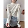 Soft Glutinous Semi-High Neck Velvet Pullover: Slimming Long-Sleeve Knitted Sweater for Autumn