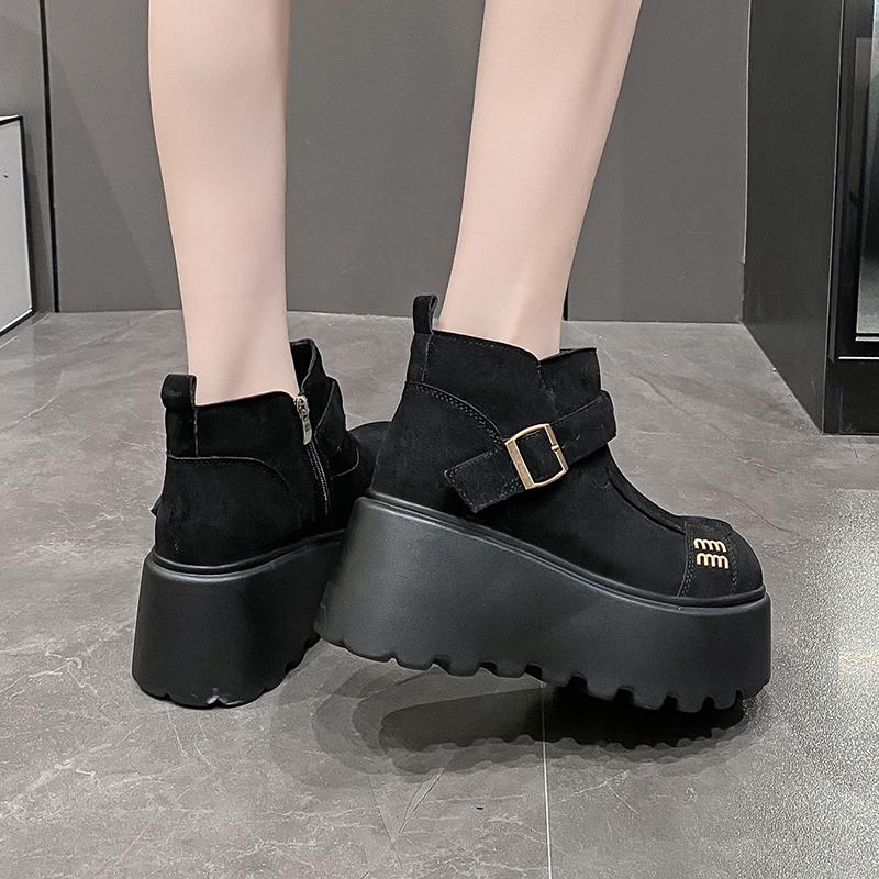 Fashion 2025 New Women Platform Ankle Boots Suede Flats Fashion Shoes Woman Trend Winter Designer Walking Warm Casual Femme Snow Botas
