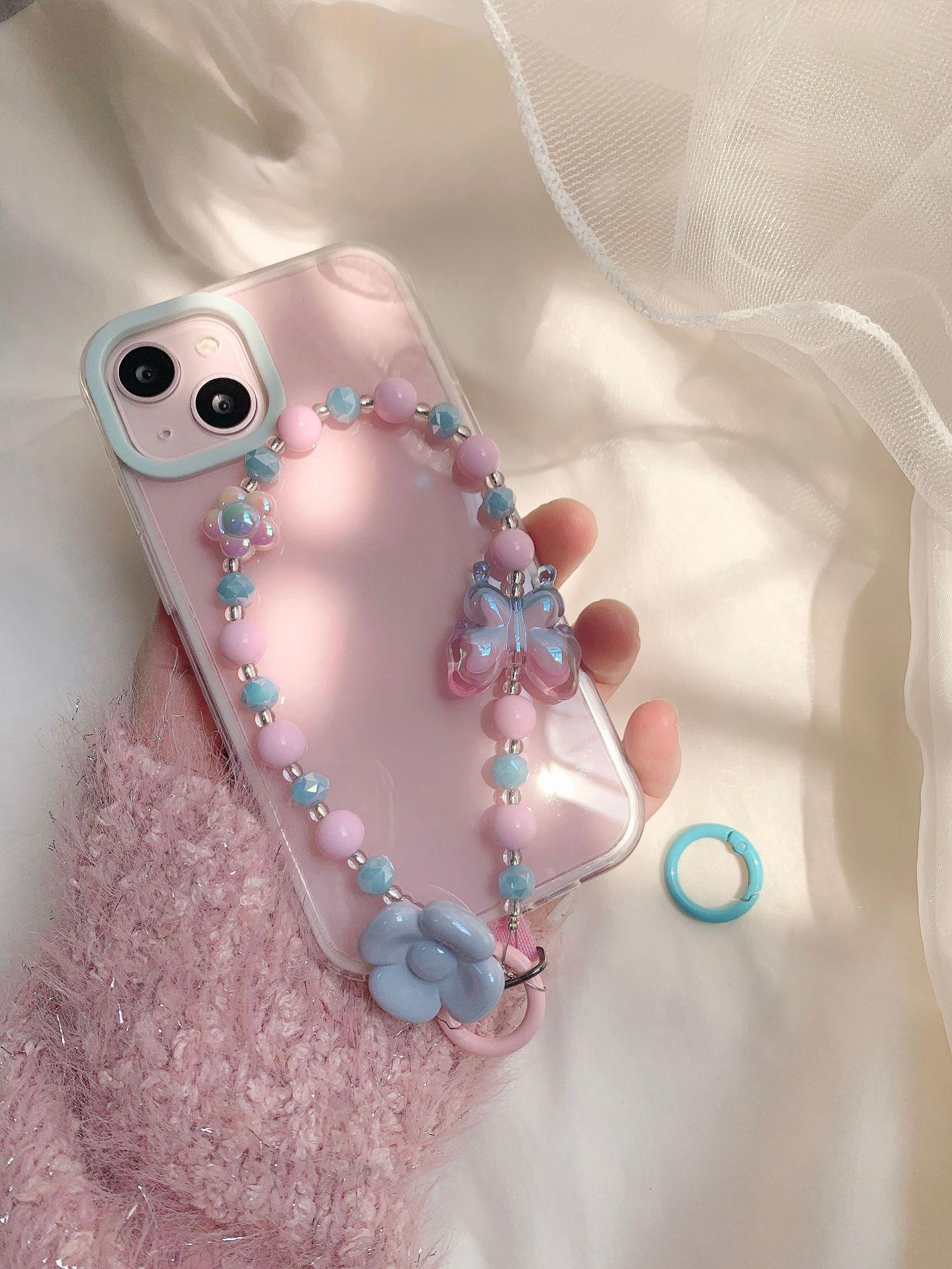 Dopamine Spring Collection: Flower Butterfly Heart Crystal Beaded Phone and Bag Chain - Perfect Best Friend Gift