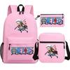 Anime ONE PICEC Backpack Monkey D Luffy Capacity Casual Student SchoolBag 3pcs Lightweight Women Men Travel Casual Mochilas