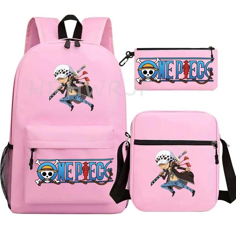 Anime ONE PICEC Backpack Monkey D Luffy Capacity Casual Student SchoolBag 3pcs Lightweight Women Men Travel Casual Mochilas