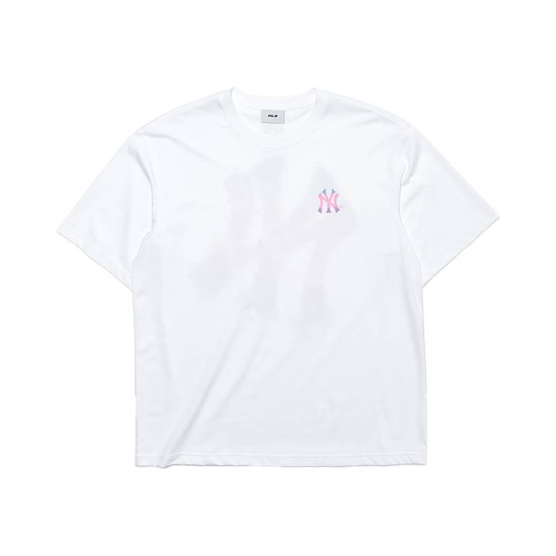 MLB New York Yankees SS26 Einfarbig Lockerer Schnitt Abfallende Schulter Kurzarm Farbverlauf Sternenlicht Rückenetikett T-Shirt Unisex T-Shirts 3ATSB6063-50WHS L white