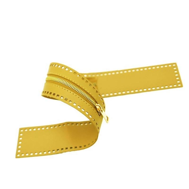 Long PU Band Zippers Close-end Auto-lock Type Gold Color Metal Zipper DIY Bag Accessories