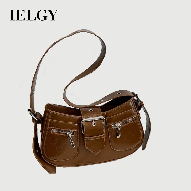 IELGY Niche Design Saddle Bag Simple Retro Underarm Bag