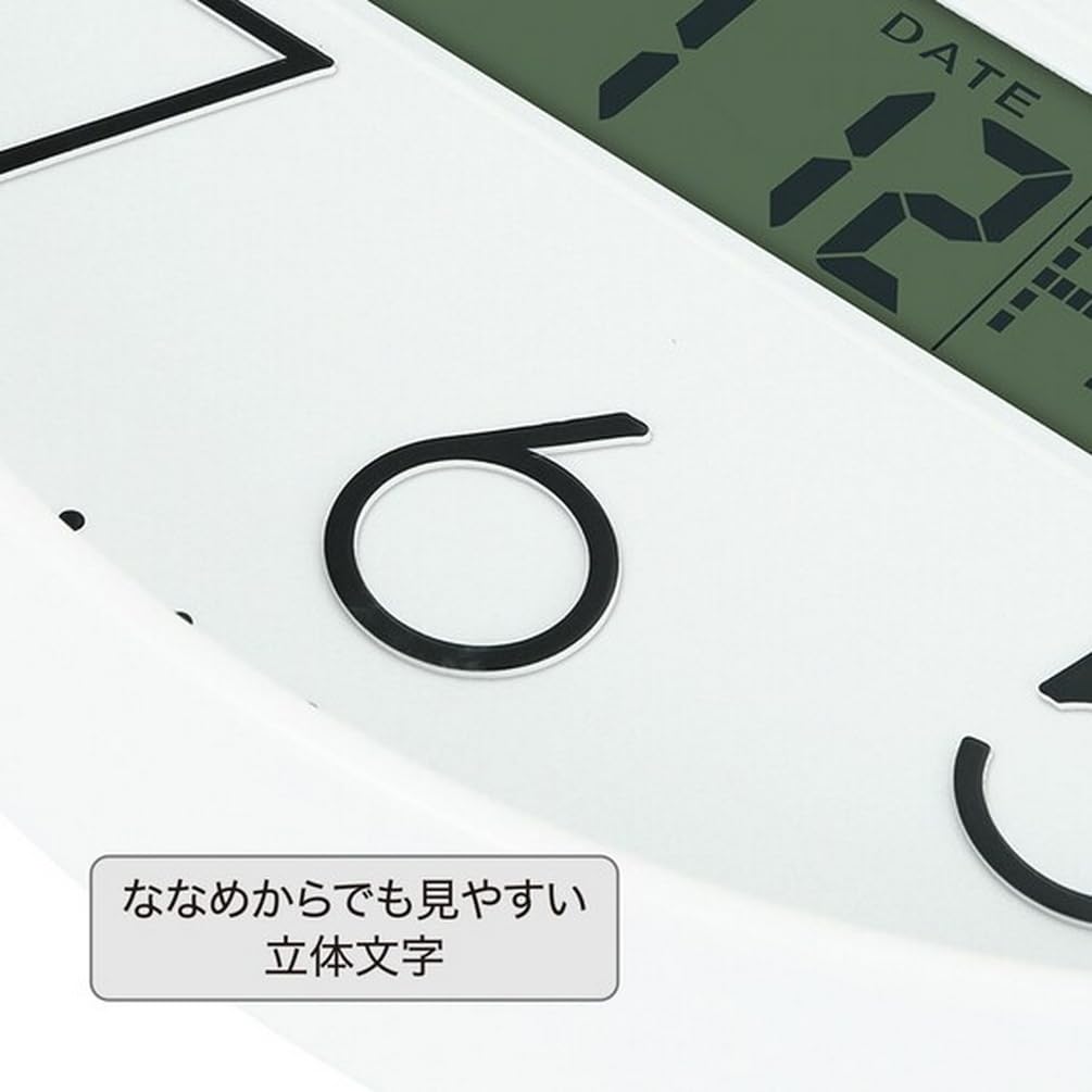 Nástěnné hodiny Nitori Radio Night Stop s vteřinovou ručičkou, datumem a dnem v týdnu, digitálním displejem, RST, bílé, Latese, NITORI 8172744