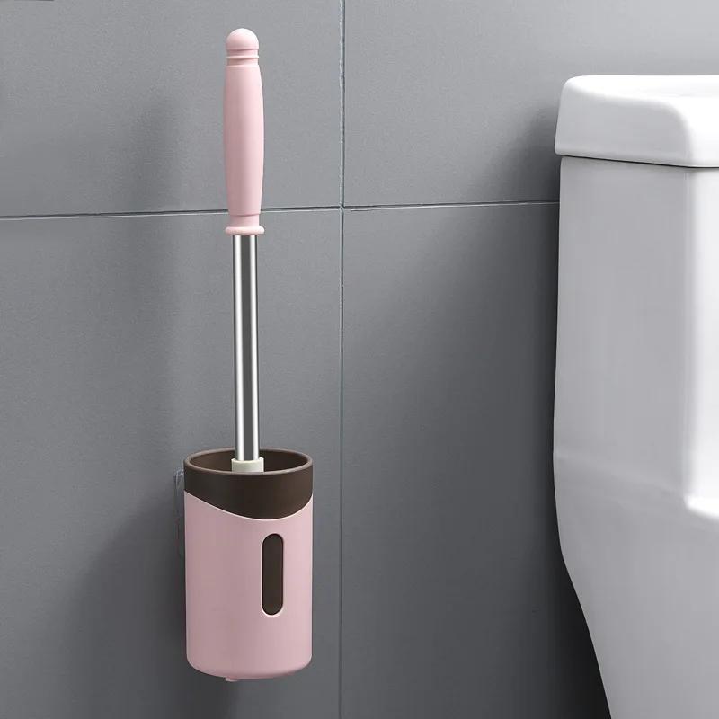 Stainless Steel Long-Handled Brush With Base Toilet Brush Set Toilet No-Punch Wall Hung Toilet Washer