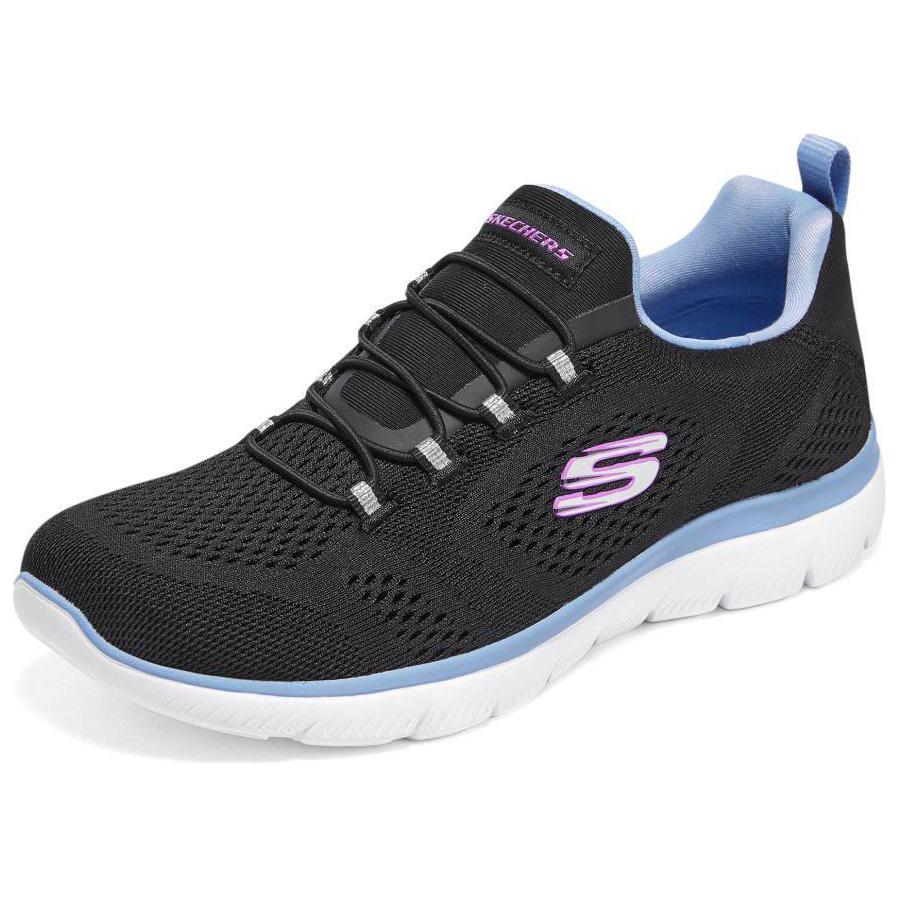 Skechers Summits Fabric Versatile Round Toe Lace-Up Durable Low-Top Casual Shoes Women sneakers Black Blue 149523-BKBL 35
