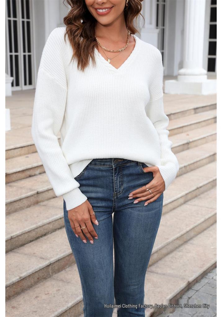 2026 Autumn/Winter Women's V-neck Cable Knit Slim Pullover Sweater