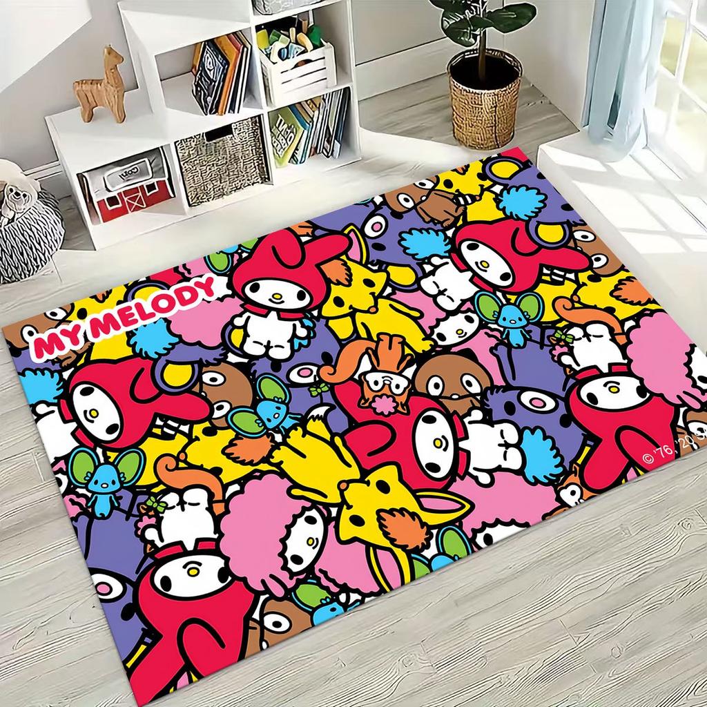 27 Style Cute My Melody Sanrio Rug for Bedroom Living Room Sofa Home Doormat Decor, Large Kids Play Non-slip Floor Mat Gift