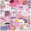 50 Pink Inspirational Phrases Graffiti Stickers Decorate Guitar Notebook Suitcase DIY Waterproof Stickers