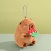 Le Ji Er Capybara Plush Toy Keychain with Wagging Tail & Bubble Blowing Pendant