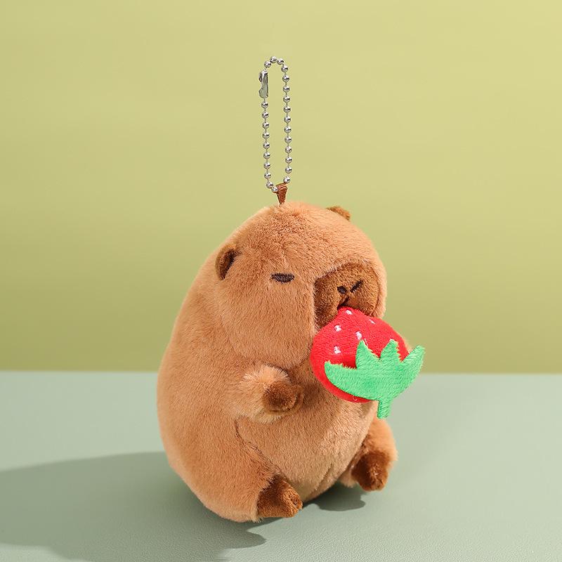 Le Ji Er Capybara Plush Toy Keychain with Wagging Tail & Bubble Blowing Pendant