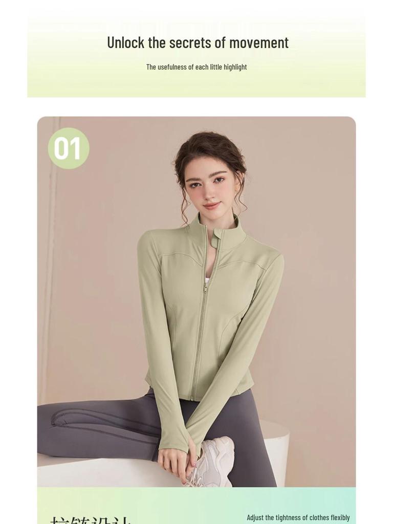 Women's Slimming Lambswool Jacket – Stand Collar, Velvet-Lined, Thick, Stretchy, Warm Yoga Top for Autumn & Winter