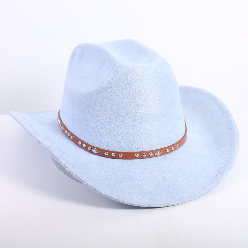 Nuovo colore cappello da cowboy western da uomo e da donna versatile per il pendolarismo stile semplice tesa larga cappello a cilindro cappello da sole