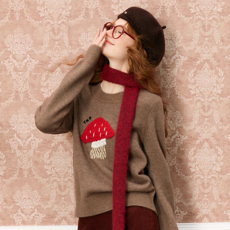 

Sancai 2025 Winter Embroidered Round Neck Loose Knit Pullover S