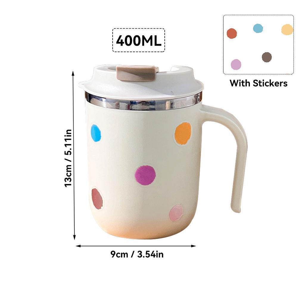 Portable Coffee Mug With Lid&Handle 304 Stainless Steel Double Wall Insulated Water Cup Leak Proof Tea Milk Coffee Cup