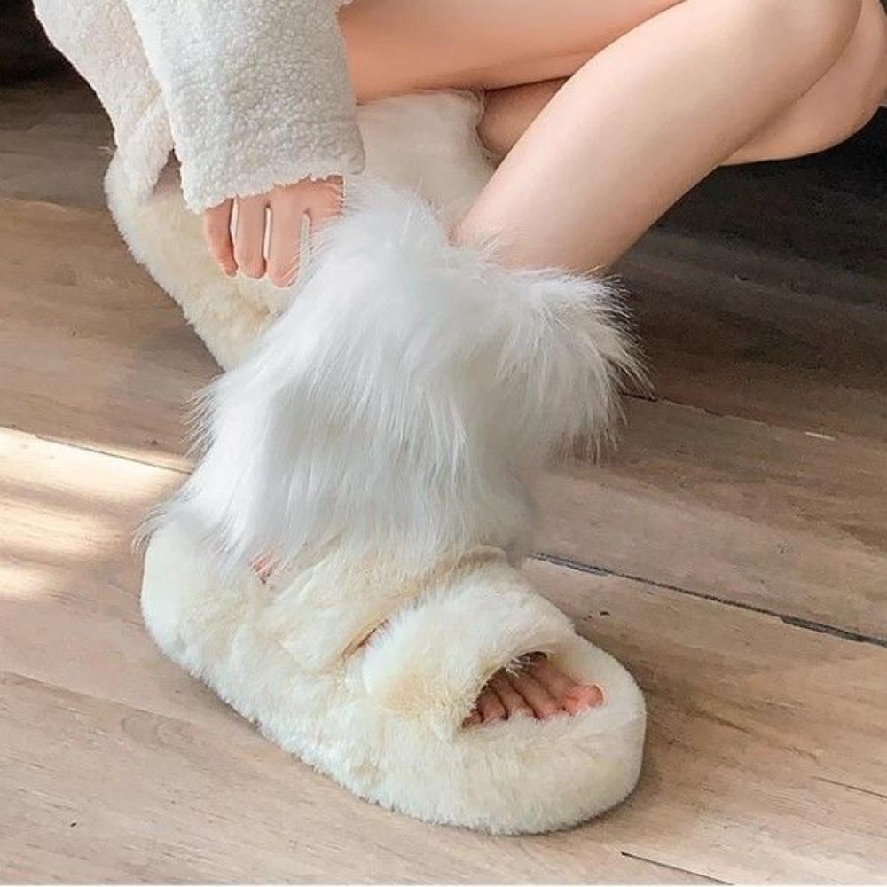 Heißes Mädchen Schwarz Plüsch Beinabdeckung Subkultur Herbst und Winter Plüsch Flor Wadenstrümpfe Frauen Weites Bein Schlankmachend Damen Beinabdeckung