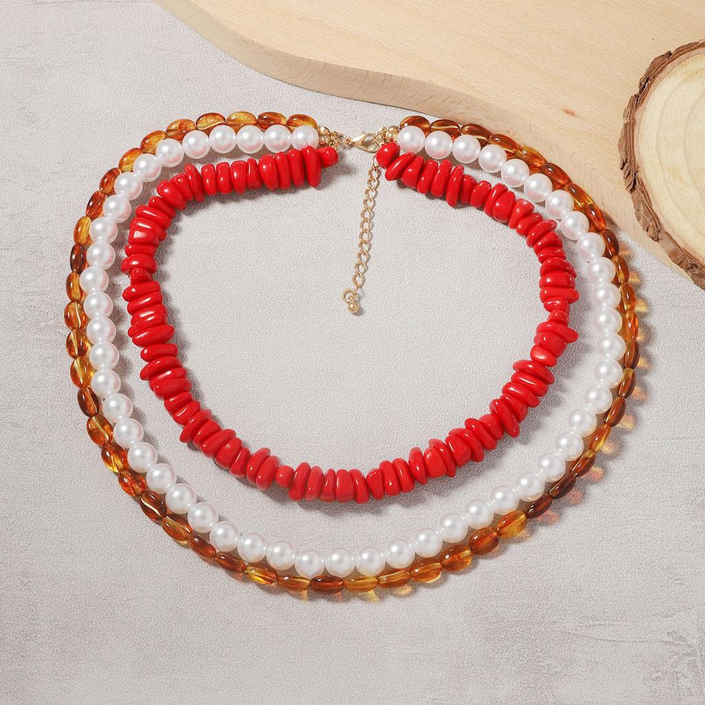 Medieval Vintage retro trend personality creative design sense multi-layered wearing imitation pearl street auction necklace